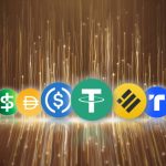 The logos of various stablecoins.